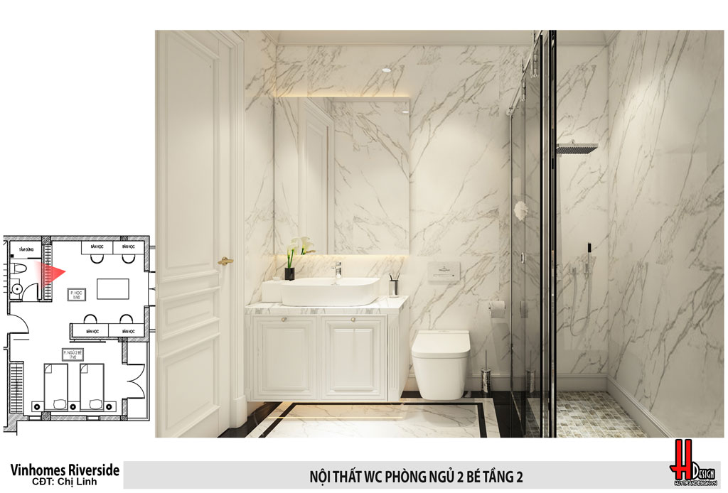 Thiết kế nội thất phòng tắm + vệ sinh (WC) biệt thự HL - Huytrandesign tư vấn, thiết kế, thi công nội thất đẹp tại Long Biên, Gia Lâm, Hà Nội - v27
