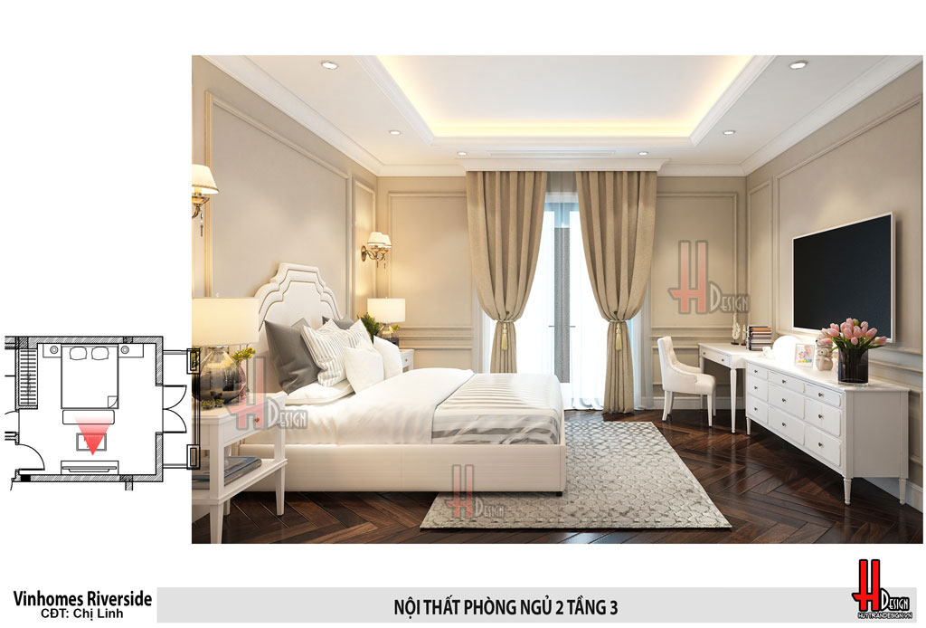 Thiết kế nội thất phòng ngủ biệt thự HL - Huytrandesign tư vấn, thiết kế, thi công nội thất đẹp tại Long Biên, Gia Lâm, Hà Nội - v32