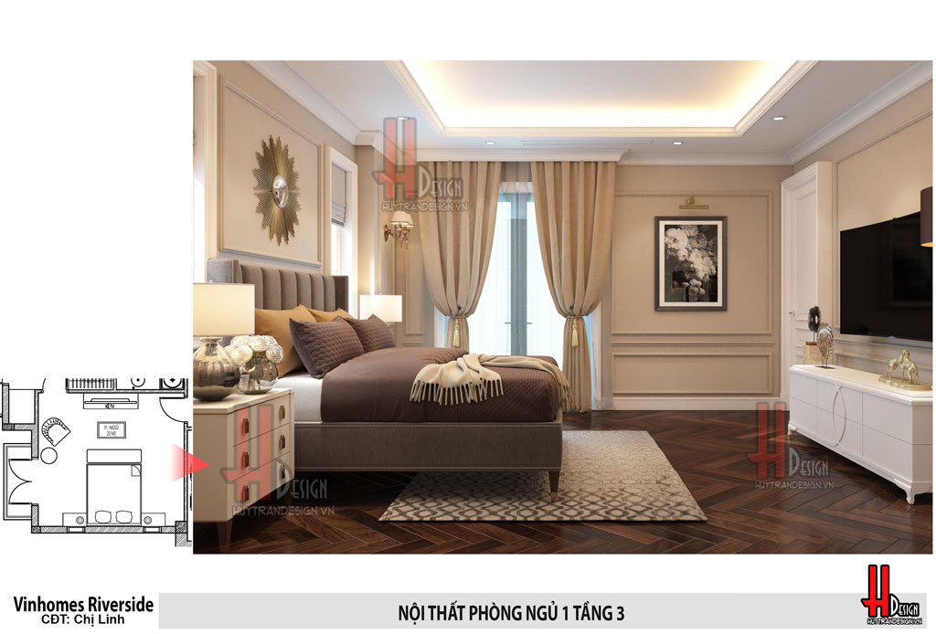 Thiết kế nội thất phòng ngủ biệt thự HL - Huytrandesign tư vấn, thiết kế, thi công nội thất đẹp tại Long Biên, Gia Lâm, Hà Nội - v34