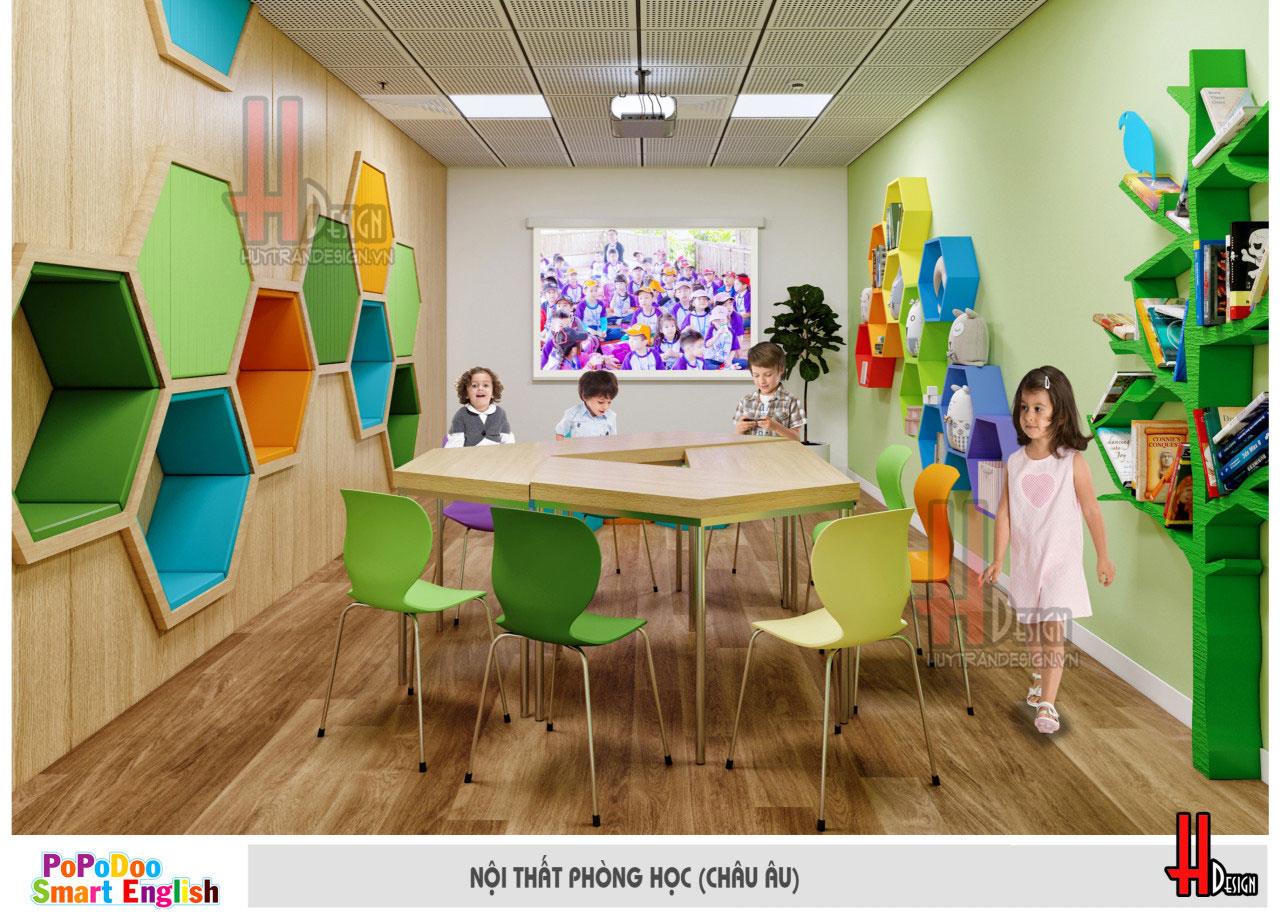 Mẫu thiết kế nội thất văn phòng trung tâm tiếng anh trẻ em đẹp tại ...