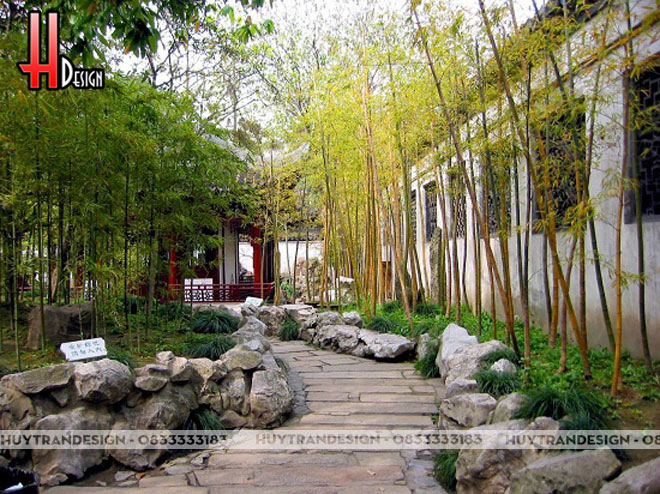 Thiết kế sân vườn bằng tre trúc đẹp - Huytrandesign tư vấn, thiết kế, thi công nội thất, ngoại thất đẹp tại Long Biên, Gia Lâm, Hà Nội - v10