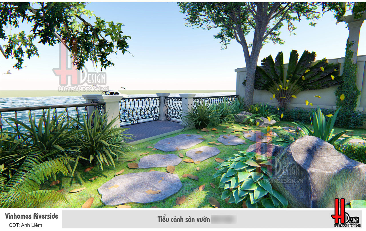 Mẫu thiết kế sân vườn biệt thự Hoa Sữa, Vinhomes Riverside, Long Biên, Hà Nội - Huytrandesign tư vấn, thiết kế, thi công sân vườn tiểu cảnh đẹp-v3
