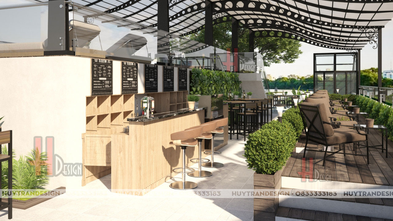 Thiết kế sky bar - thiết kế thi công không gian quán cafe đẹp - huytrandesign tư vấn, thiết kế, thi công, sửa chữa nội thất Hà Nội - v8